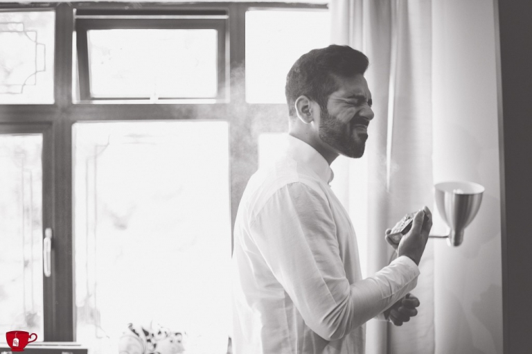 Groom getting ready