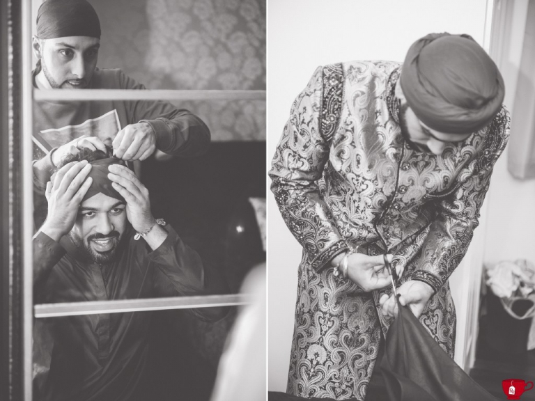 Indian groom getting ready